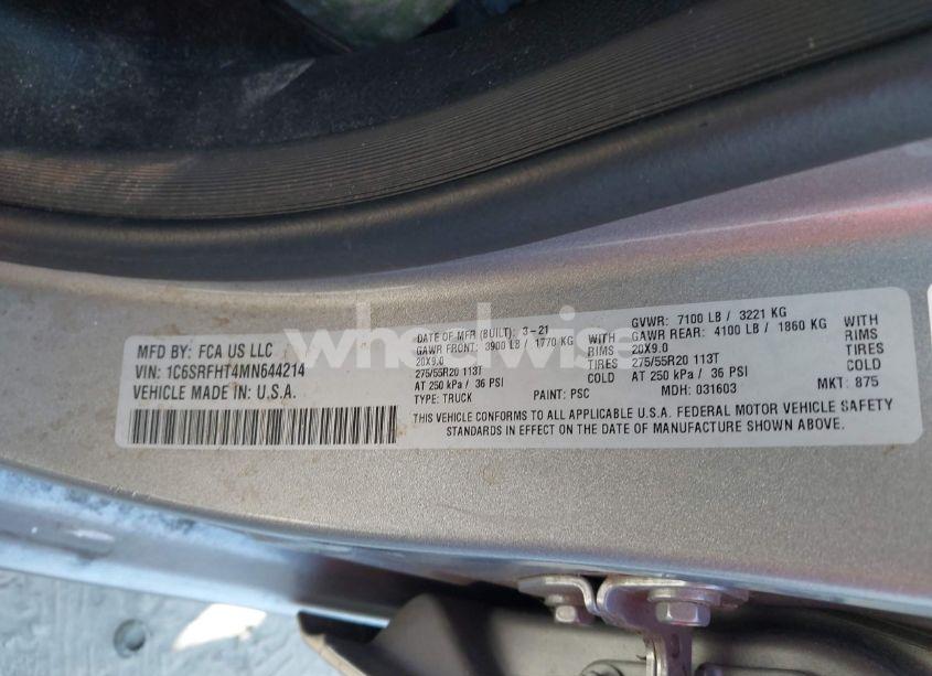 Photo 9 of 2021 Ram 1500 LIMITED 4X4 5'7 BOX (VIN 1C6SRFHT4MN644214)