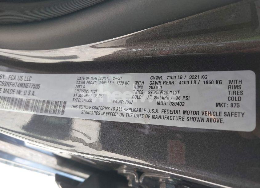 Photo 9 of 2021 Ram 1500 LIMITED 4X4 5'7 BOX (VIN 1C6SRFHT4MN677505)