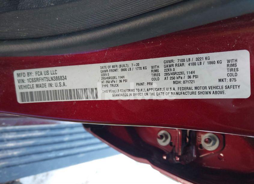 Photo 9 of 2020 Ram 1500 (VIN 1C6SRFHT5LN386834)