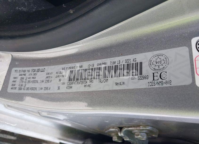 Photo 9 of 2019 Ram 1500 LIMITED (VIN 1C6SRFHT7KN729724)