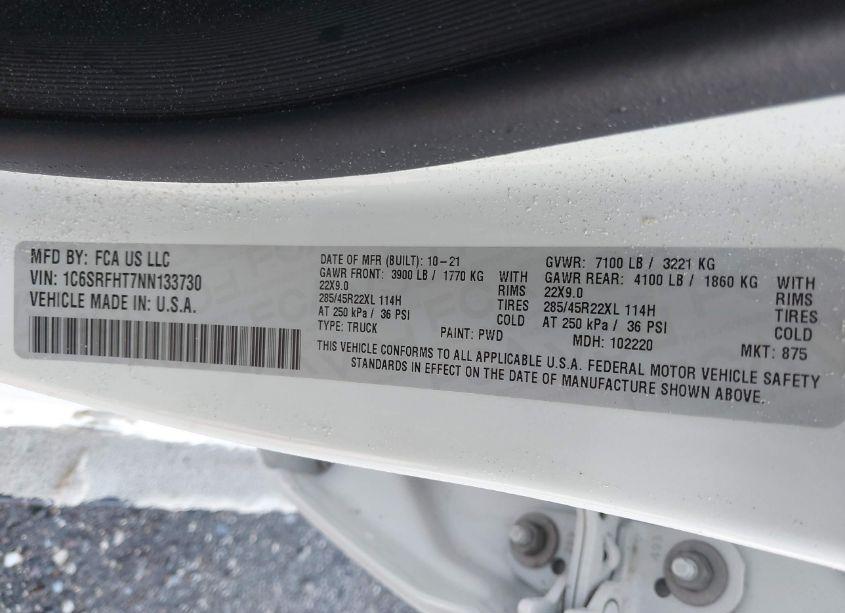 Photo 9 of 2022 Ram 1500 LIMITED 4X4 5'7 BOX (VIN 1C6SRFHT7NN133730)