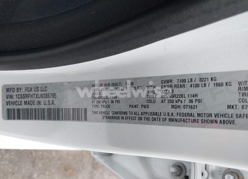 Photo 9 of 2020 Ram 1500 LIMITED 4X4 5'7 BOX (VIN 1C6SRFHTXLN386795)