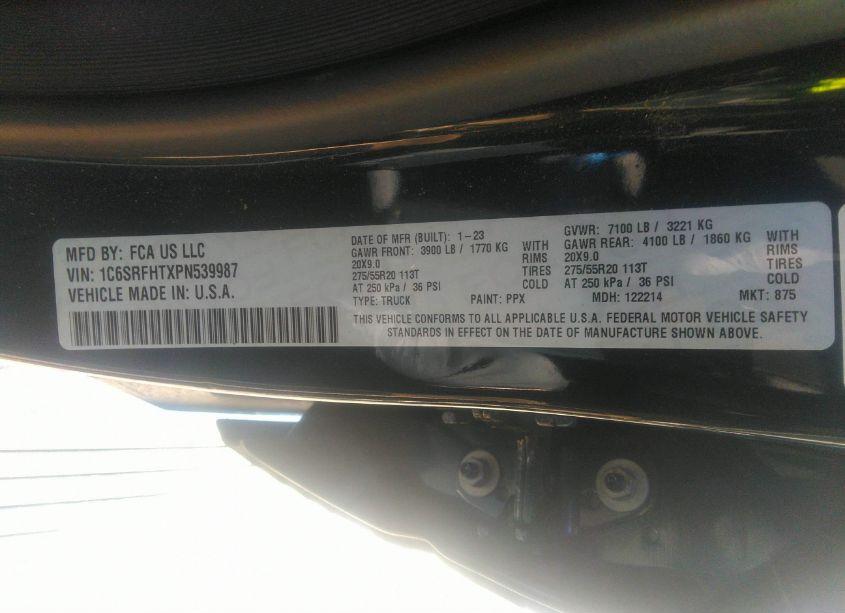 Photo 9 of 2023 Ram 1500 LIMITED 4X4 5'7 BOX (VIN 1C6SRFHTXPN539987)