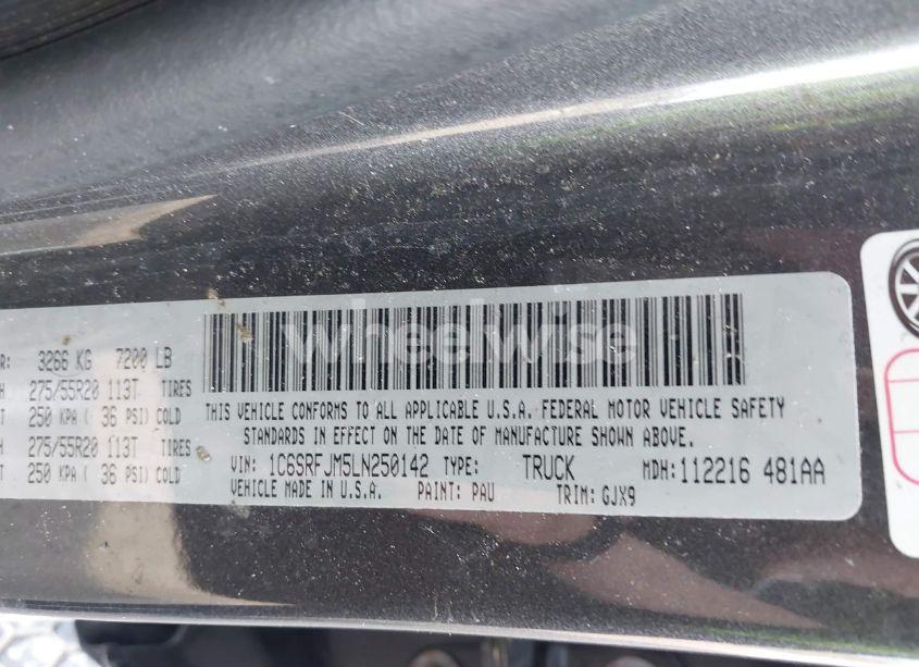Photo 9 of 2020 Ram 1500 LARAMIE 4X4 5'7 BOX (VIN 1C6SRFJM5LN250142)
