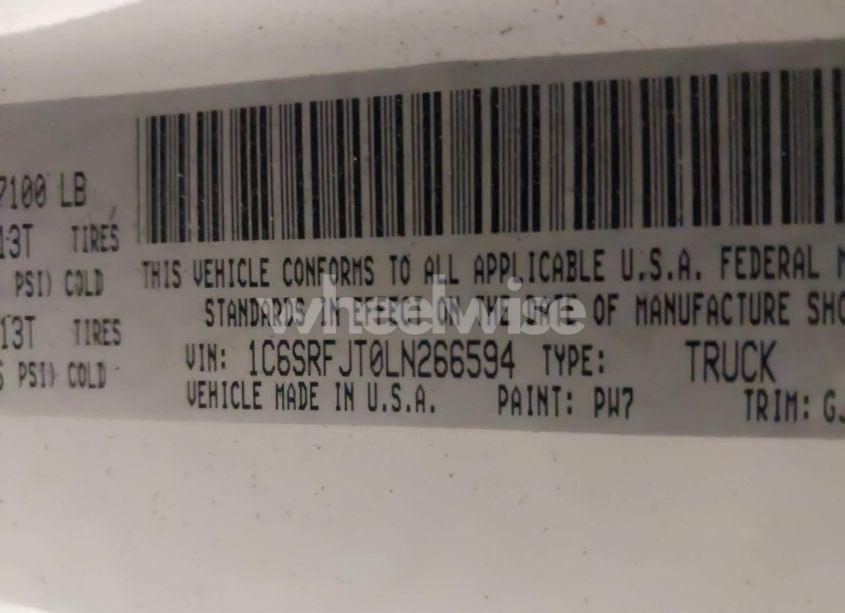 Photo 9 of 2020 Ram 1500 LARAMIE 4X4 5'7 BOX (VIN 1C6SRFJT0LN266594)