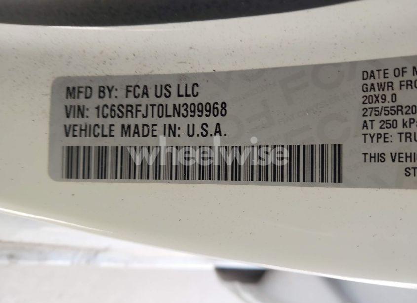 Photo 9 of 2020 Ram 1500 LARAMIE 4X4 5'7 BOX (VIN 1C6SRFJT0LN399968)