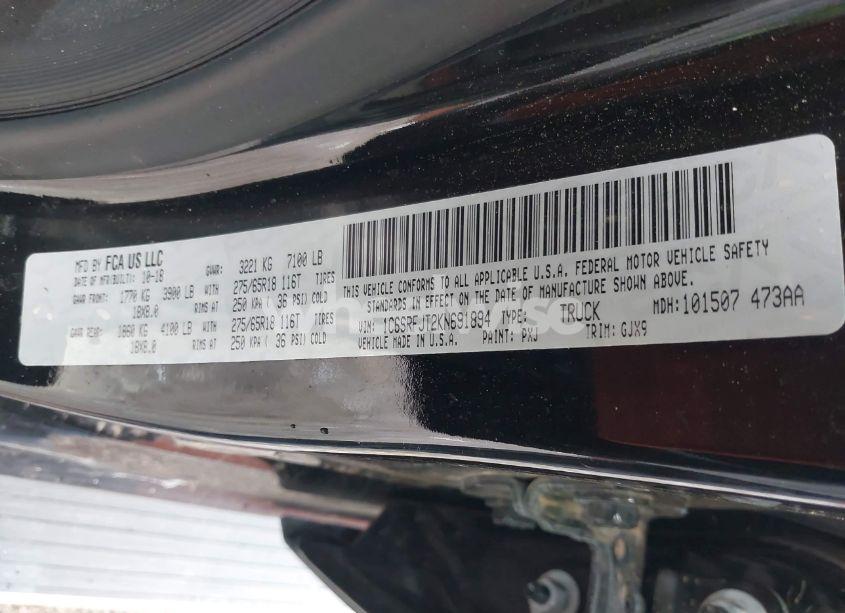 Photo 9 of 2019 Ram 1500 LARAMIE 4X4 5'7 BOX (VIN 1C6SRFJT2KN691894)