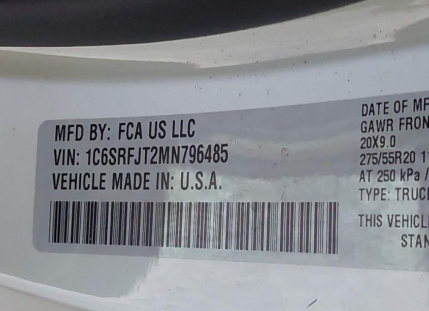 Photo 9 of 2021 Ram 1500 LARAMIE 4X4 5'7 BOX (VIN 1C6SRFJT2MN796485)