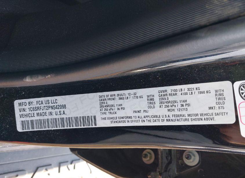 Photo 9 of 2023 Ram 1500 LARAMIE 4X4 5'7 BOX (VIN 1C6SRFJT2PN542098)