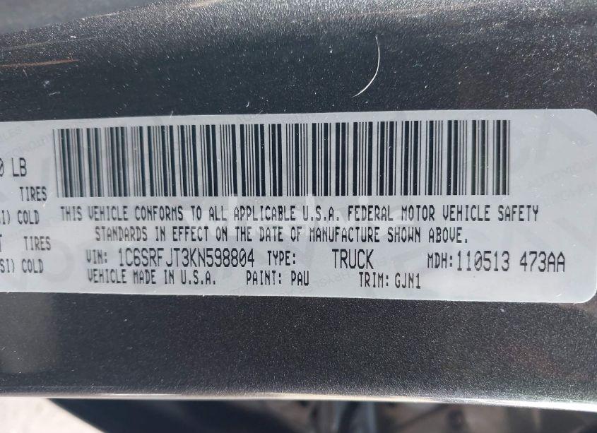 Photo 9 of 2019 Ram 1500 LARAMIE 4X4 5'7 BOX (VIN 1C6SRFJT3KN598804)