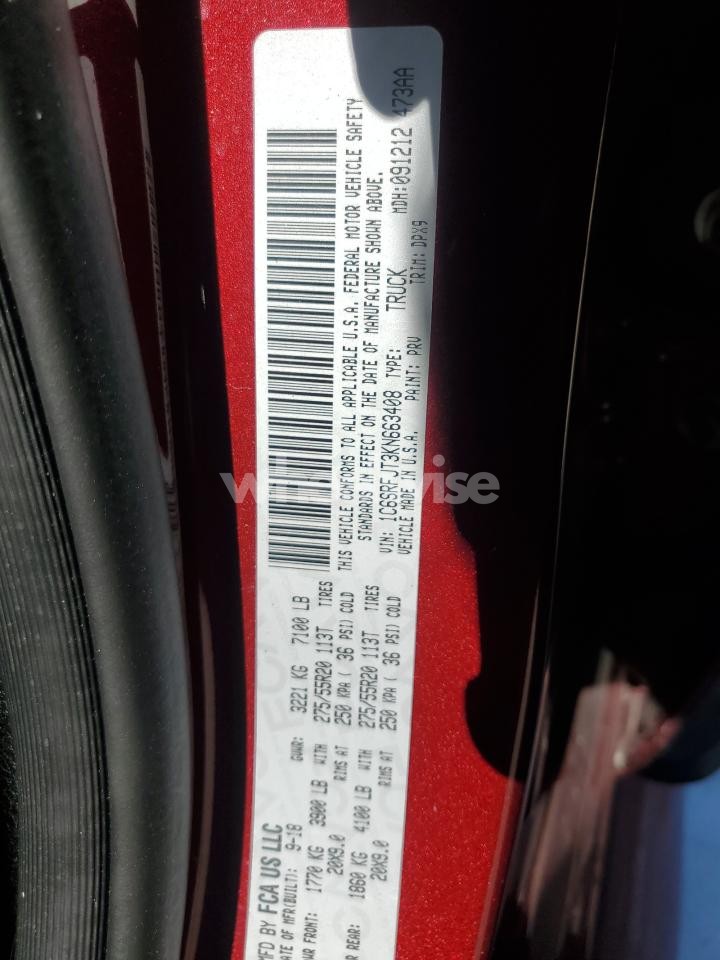 Photo 12 of 2019 RAM 1500 LARAMIE (VIN 1C6SRFJT3KN663408)