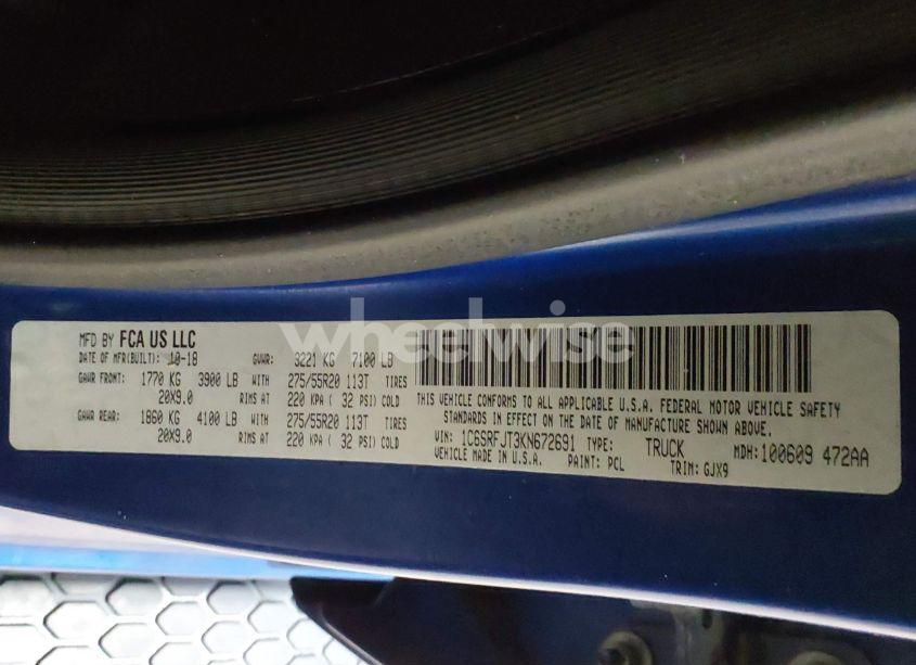 Photo 9 of 2019 Ram 1500 LARAMIE 4X4 5'7 BOX (VIN 1C6SRFJT3KN672691)