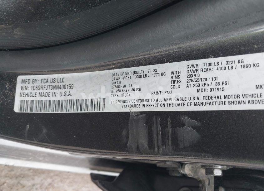 Photo 9 of 2022 Ram 1500 (VIN 1C6SRFJT3NN400159)