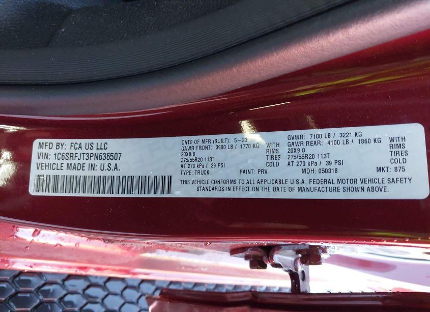 Photo 9 of 2023 Ram 1500 LARAMIE 4X4 5'7 BOX (VIN 1C6SRFJT3PN636507)