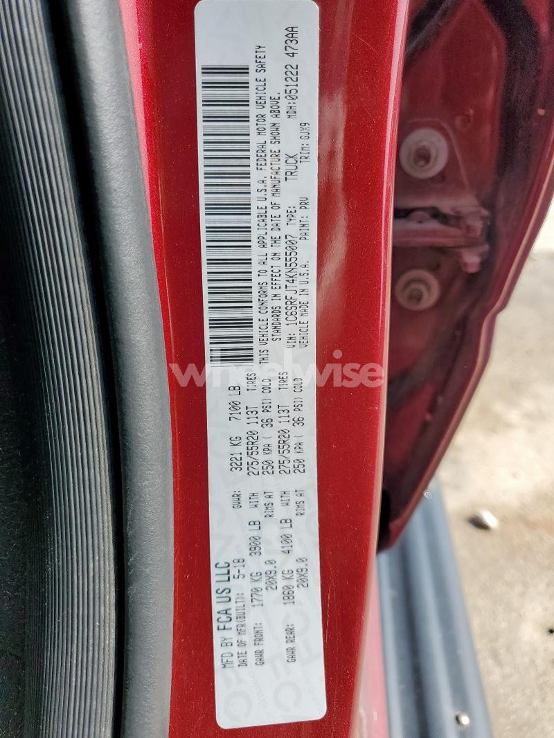 Photo 10 of 2019 RAM 1500 LARAMIE (VIN 1C6SRFJT4KN555007)