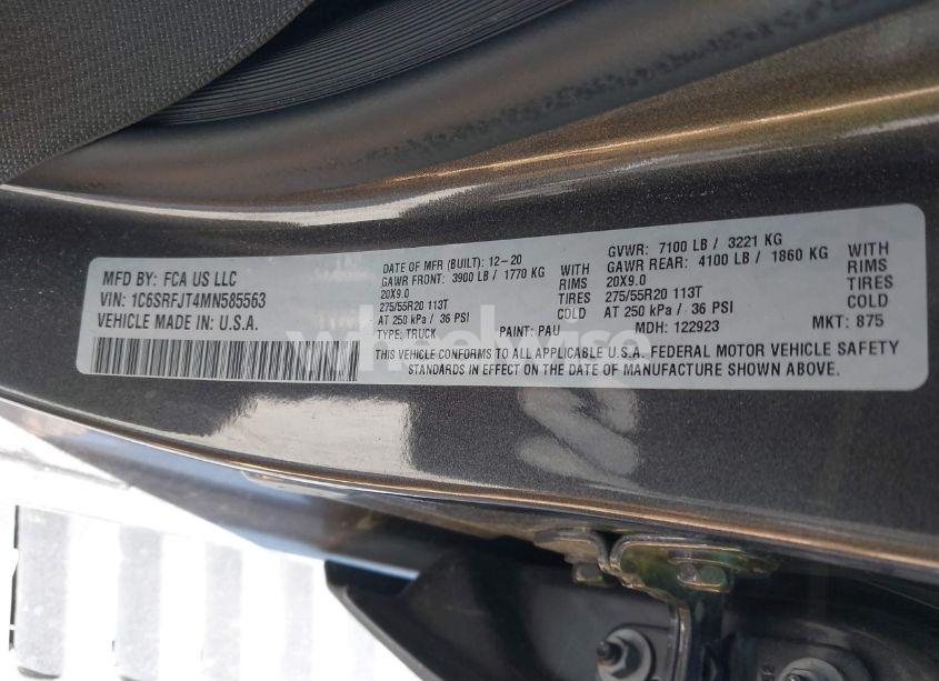 Photo 9 of 2021 Ram 1500 LARAMIE 4X4 5'7 BOX (VIN 1C6SRFJT4MN585563)