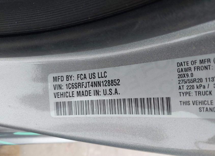 Photo 9 of 2022 Ram 1500 LARAMIE 4X4 5'7 BOX (VIN 1C6SRFJT4NN128852)