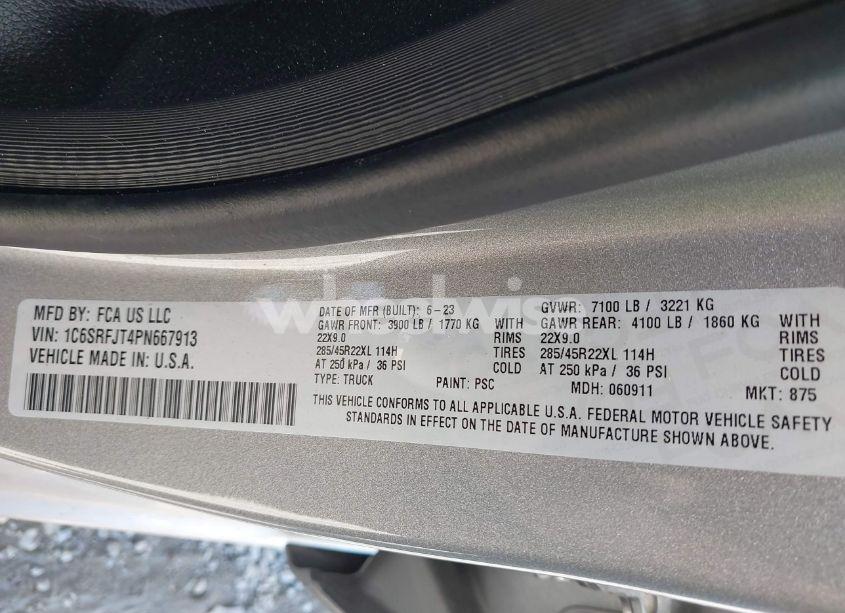 Photo 9 of 2023 Ram 1500 LARAMIE 4X4 5'7 BOX (VIN 1C6SRFJT4PN667913)