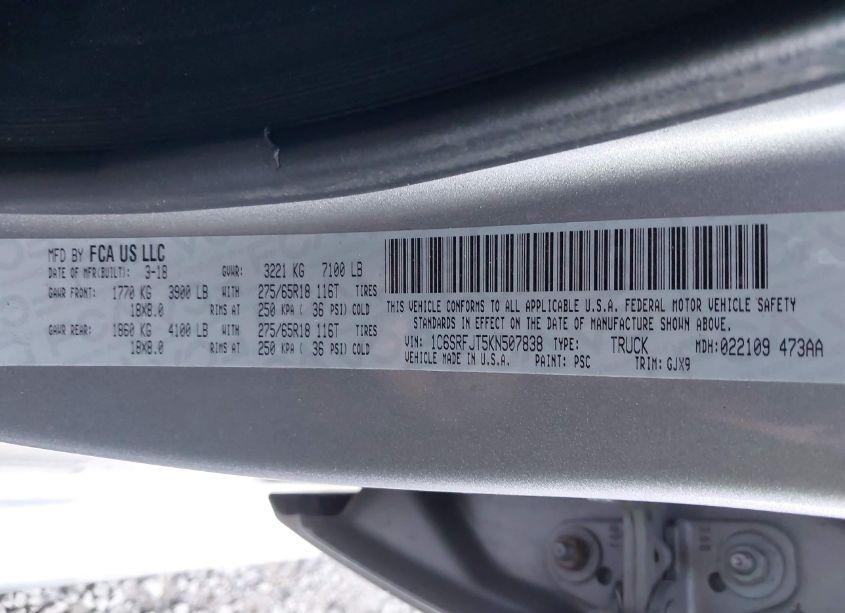 Photo 9 of 2019 Ram 1500 (VIN 1C6SRFJT5KN507838)