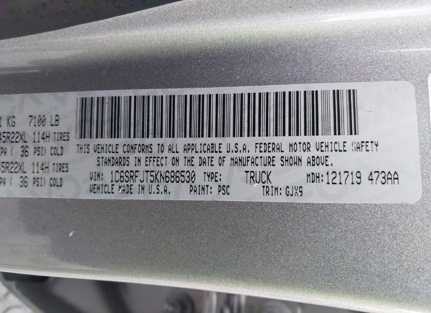 Photo 9 of 2019 Ram 1500 LARAMIE 4X4 5'7 BOX (VIN 1C6SRFJT5KN686530)