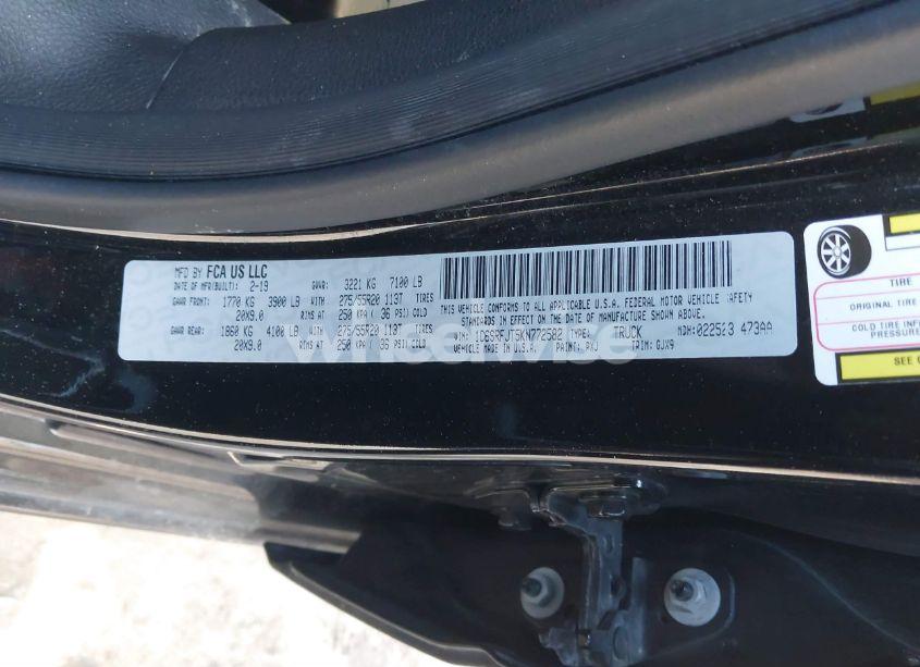 Photo 9 of 2019 Ram 1500 LARAMIE 4X4 5'7 BOX (VIN 1C6SRFJT5KN772582)