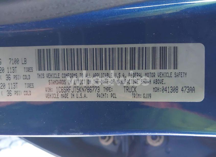 Photo 9 of 2019 Ram 1500 LARAMIE 4X4 5'7 BOX (VIN 1C6SRFJT5KN786773)