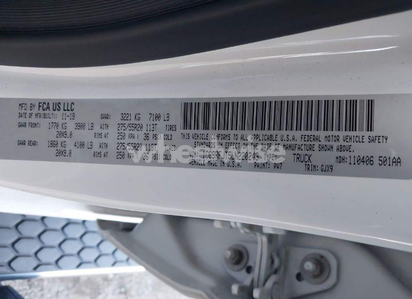 Photo 9 of 2020 Ram 1500 LARAMIE 4X4 5'7 BOX (VIN 1C6SRFJT5LN220243)