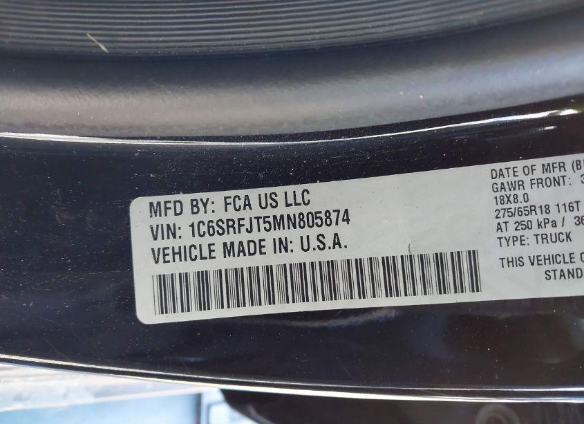 Photo 9 of 2021 Ram 1500 LARAMIE 4X4 5'7 BOX (VIN 1C6SRFJT5MN805874)