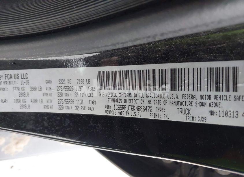 Photo 9 of 2019 Ram 1500 LARAMIE (VIN 1C6SRFJT6KN686472)