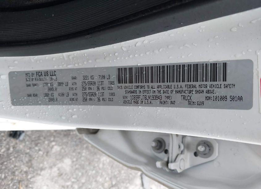 Photo 9 of 2020 Ram 1500 LARAMIE 4X4 5'7 BOX (VIN 1C6SRFJT6LN193943)