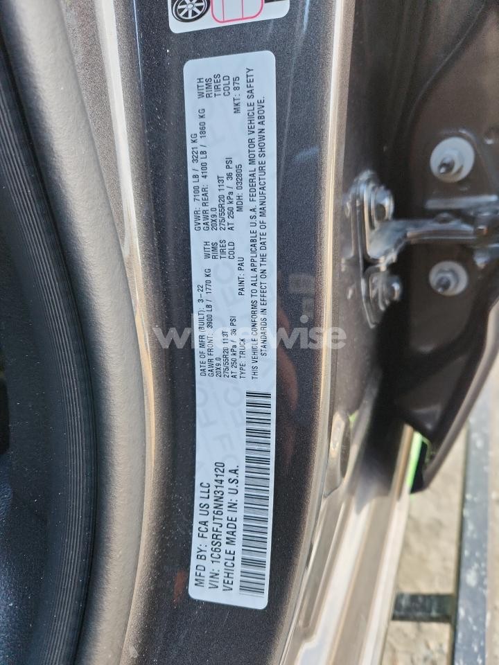 Photo 13 of 2022 RAM 1500 LARAMIE (VIN 1C6SRFJT6NN314120)