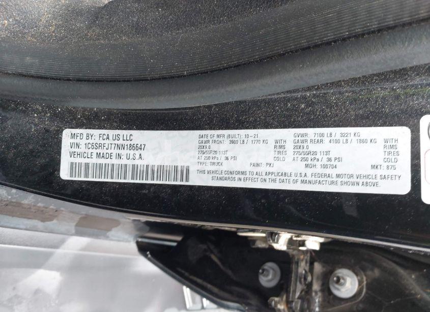 Photo 9 of 2022 Ram 1500 LARAMIE 4X4 5'7 BOX (VIN 1C6SRFJT7NN186647)