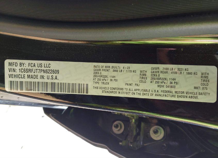 Photo 9 of 2023 Ram 1500 LARAMIE 4X4 5'7 BOX (VIN 1C6SRFJT7PN622609)