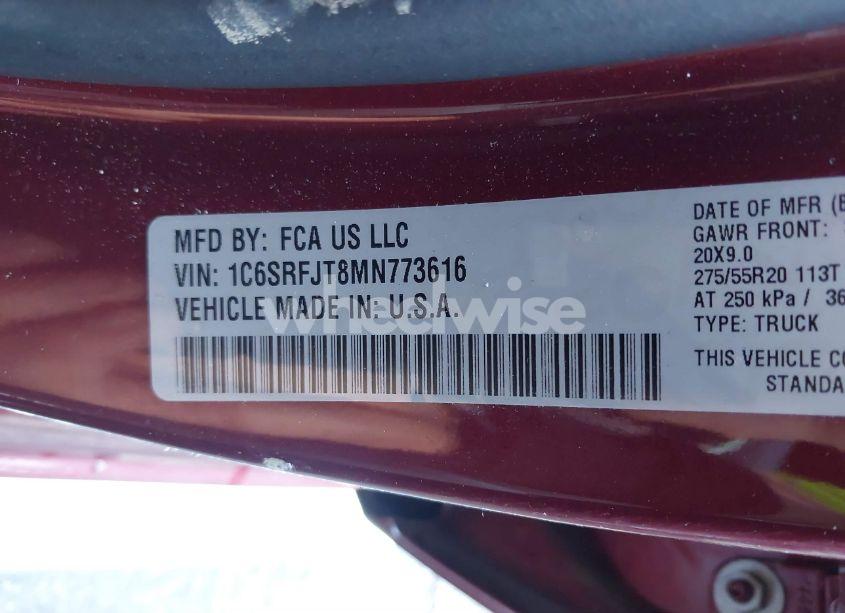 Photo 9 of 2021 Ram 1500 LARAMIE 4X4 5'7 BOX (VIN 1C6SRFJT8MN773616)