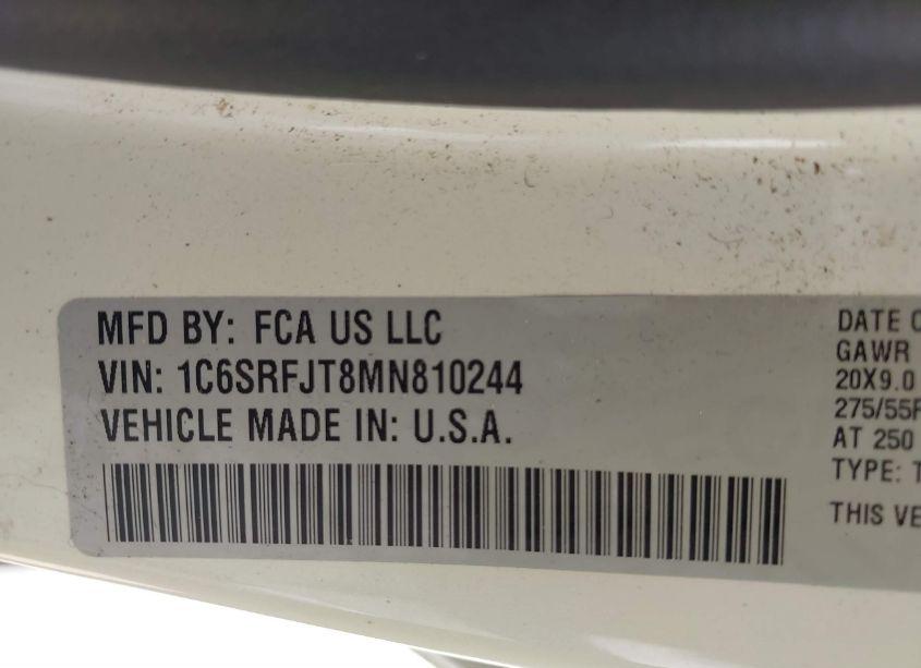 Photo 9 of 2021 Ram 1500 LARAMIE 4X4 5'7 BOX (VIN 1C6SRFJT8MN810244)