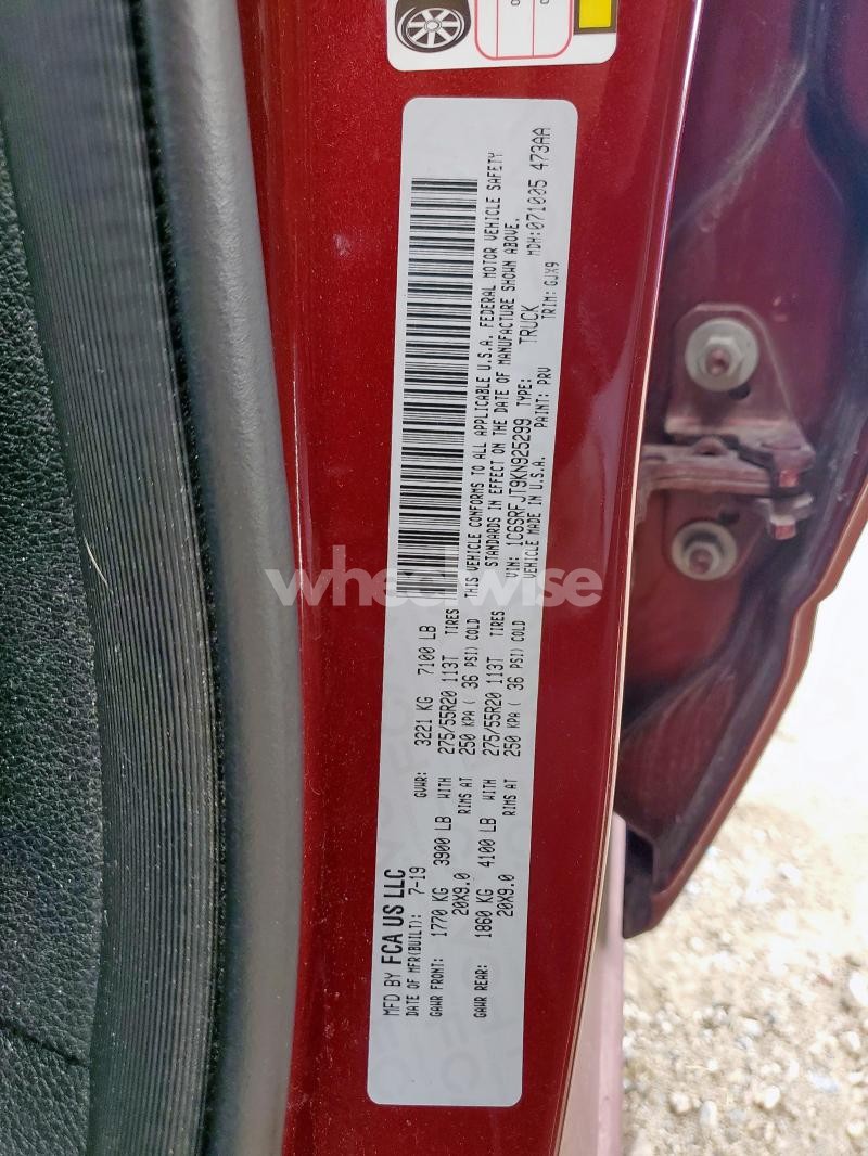 Photo 7 of 2019 RAM 1500 LARAMIE (VIN 1C6SRFJT9KN925299)