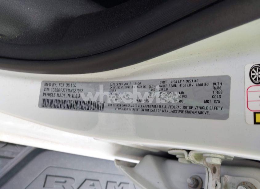 Photo 9 of 2021 Ram 1500 LARAMIE 4X4 5'7 BOX (VIN 1C6SRFJT9MN621022)