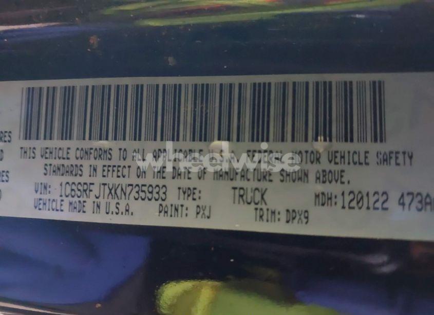 Photo 9 of 2019 Ram 1500 LARAMIE 4X4 5'7 BOX (VIN 1C6SRFJTXKN735933)