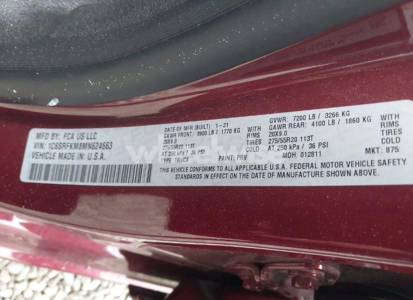 Photo 9 of 2021 Ram 1500 LIMITED LONGHORN 4X4 5'7 BOX (VIN 1C6SRFKM8MN624663)