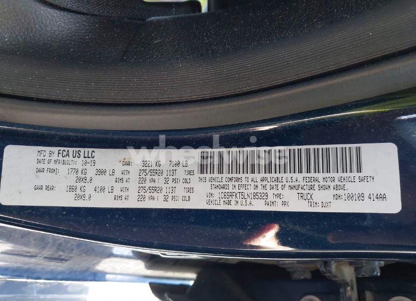 Photo 9 of 2020 Ram 1500 LARAMIE LONGHORN 4X4 5'7 BOX (VIN 1C6SRFKT5LN185329)