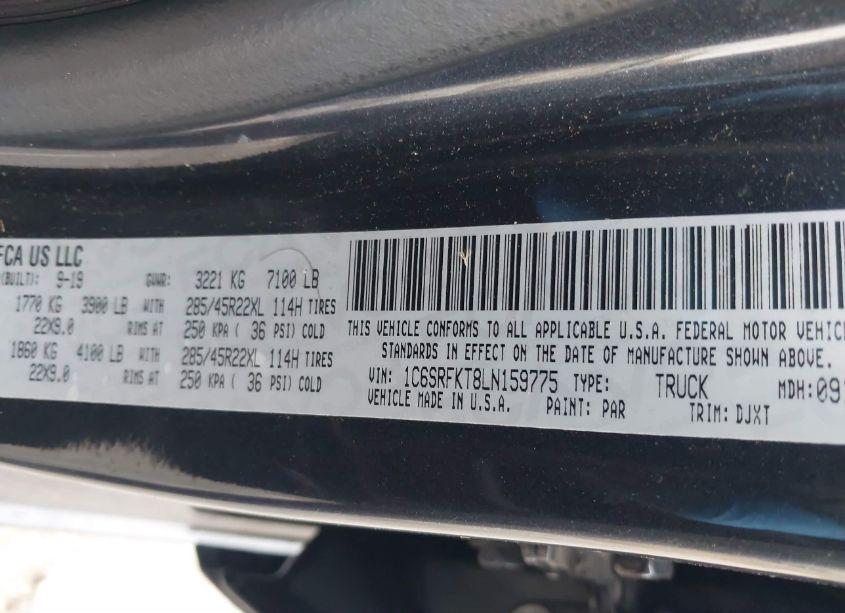 Photo 9 of 2020 Ram 1500 LARAMIE LONGHORN 4X4 5'7 BOX (VIN 1C6SRFKT8LN159775)