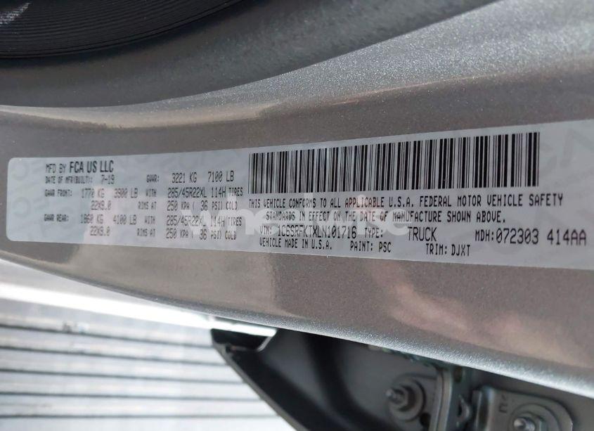 Photo 9 of 2020 Ram 1500 LARAMIE LONGHORN 4X4 5'7 BOX (VIN 1C6SRFKTXLN101716)