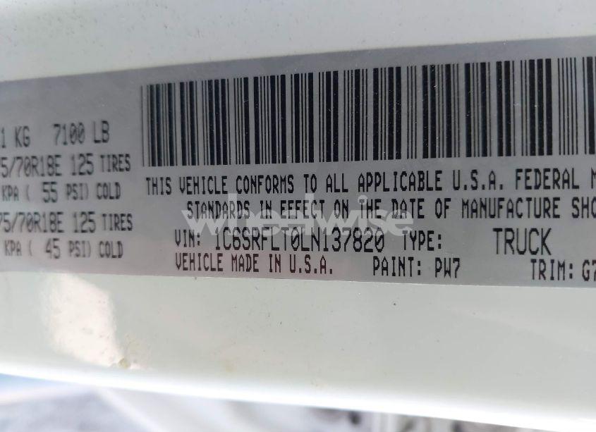 Photo 9 of 2020 Ram 1500 REBEL 4X4 5'7 BOX (VIN 1C6SRFLT0LN137820)