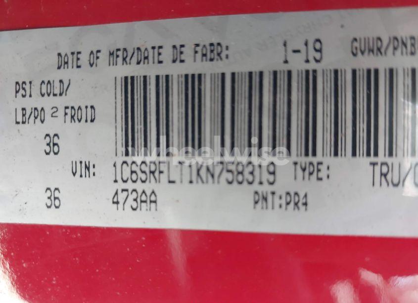 Photo 9 of 2019 Ram 1500 REBEL (VIN 1C6SRFLT1KN758319)