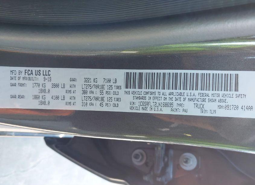 Photo 9 of 2020 Ram 1500 REBEL 4X4 5'7 BOX (VIN 1C6SRFLT2LN168695)