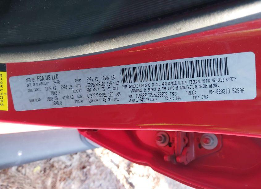 Photo 9 of 2020 Ram 1500 REBEL 4X4 5'7 BOX (VIN 1C6SRFLT2LN285659)