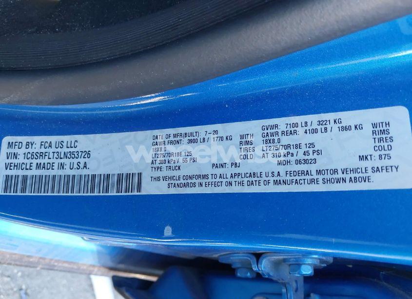 Photo 9 of 2020 Ram 1500 REBEL 4X4 5'7 BOX (VIN 1C6SRFLT3LN353726)