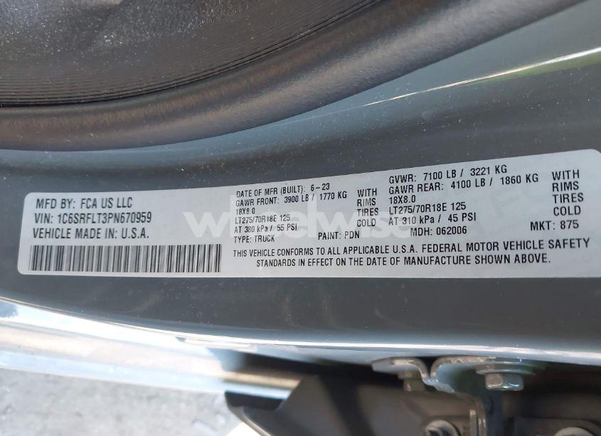 Photo 9 of 2023 Ram 1500 REBEL 4X4 5'7 BOX (VIN 1C6SRFLT3PN670959)