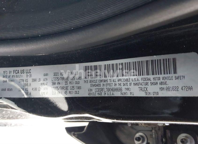 Photo 9 of 2019 Ram 1500 (VIN 1C6SRFLT6KN600686)