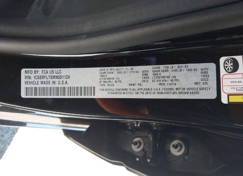 Photo 9 of 2021 Ram 1500 REBEL 4X4 5'7 BOX (VIN 1C6SRFLT6MN581124)